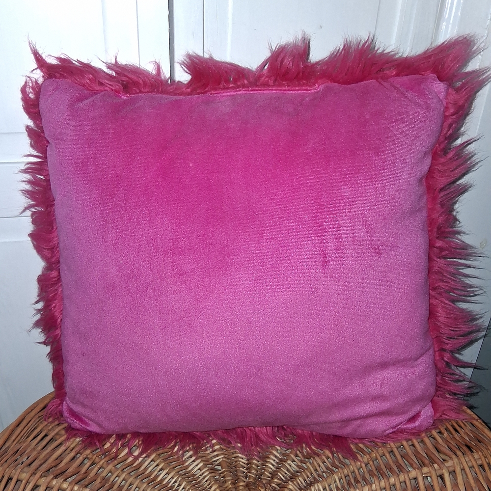 Fuzzy Pink Throw Pillow - Picture 3 of 3